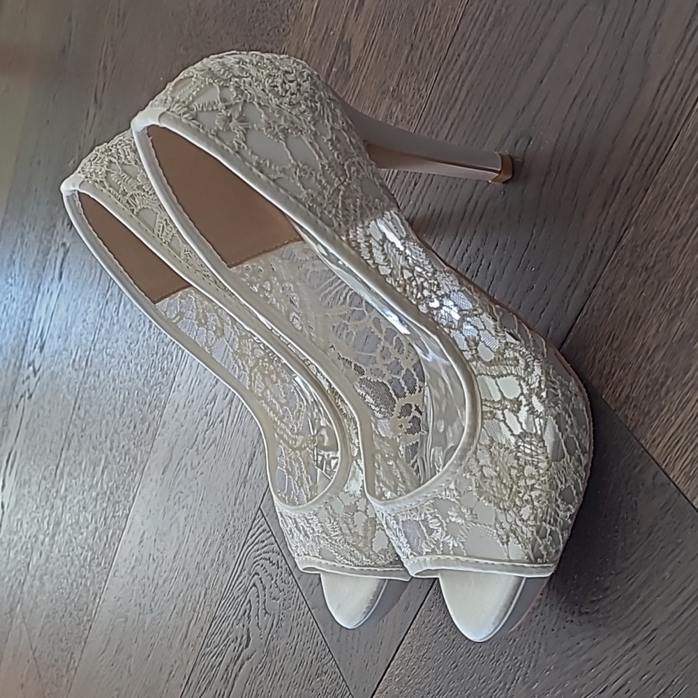 White/Ivory Lace Heels